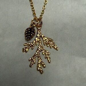Pine cone necklace, gold color